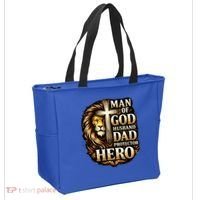 Man Of God Husband Dad Protector Lion Tote Bag thumb 2