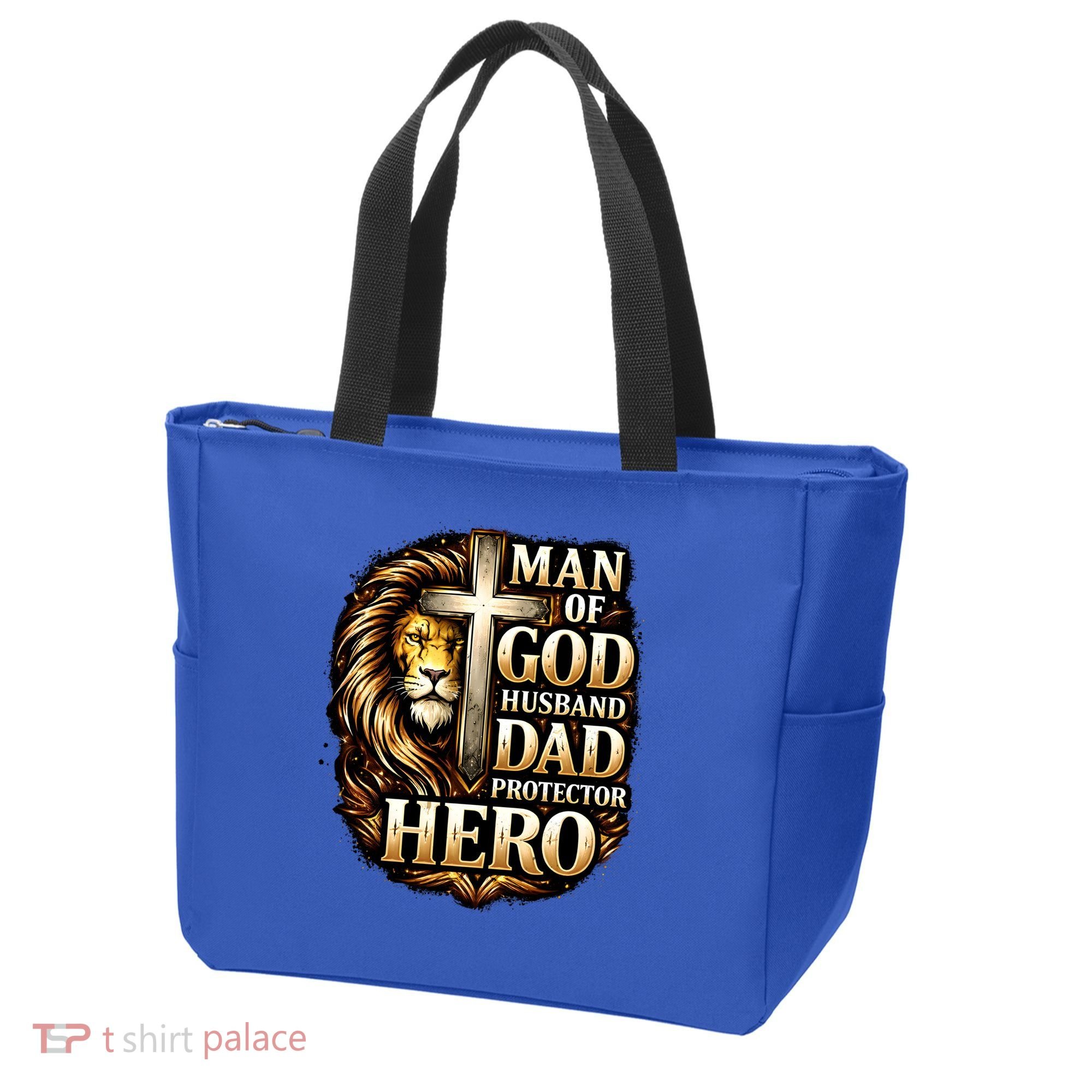 Man Of God Husband Dad Protector Lion Tote Bag