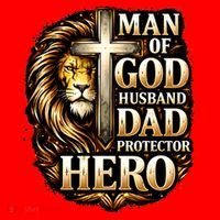 Man Of God Husband Dad Protector Lion Santa Hat thumb 1