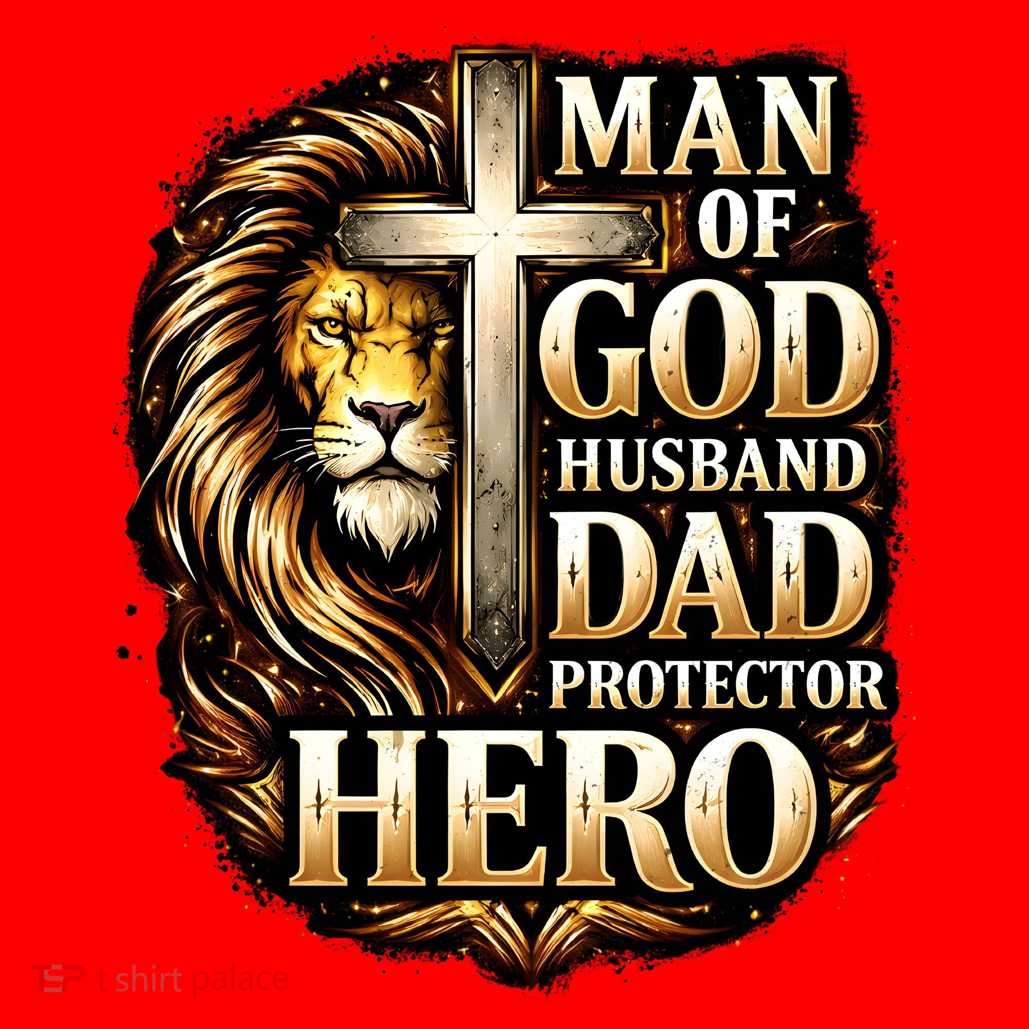 Man Of God Husband Dad Protector Lion Santa Hat