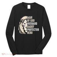 Man Of God Husband Daddy Protector Hero Lion Long Sleeve Shirt thumb 0