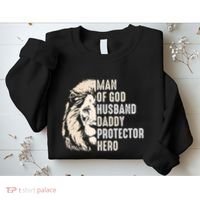 Man Of God Husband Daddy Protector Hero Lion Sweatshirt thumb 2