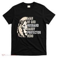 Man Of God Husband Daddy Protector Hero Lion T-Shirt thumb 0