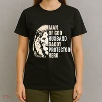 Man Of God Husband Daddy Protector Hero Lion T-Shirt thumb 4