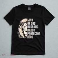 Man Of God Husband Daddy Protector Hero Lion T-Shirt thumb 5
