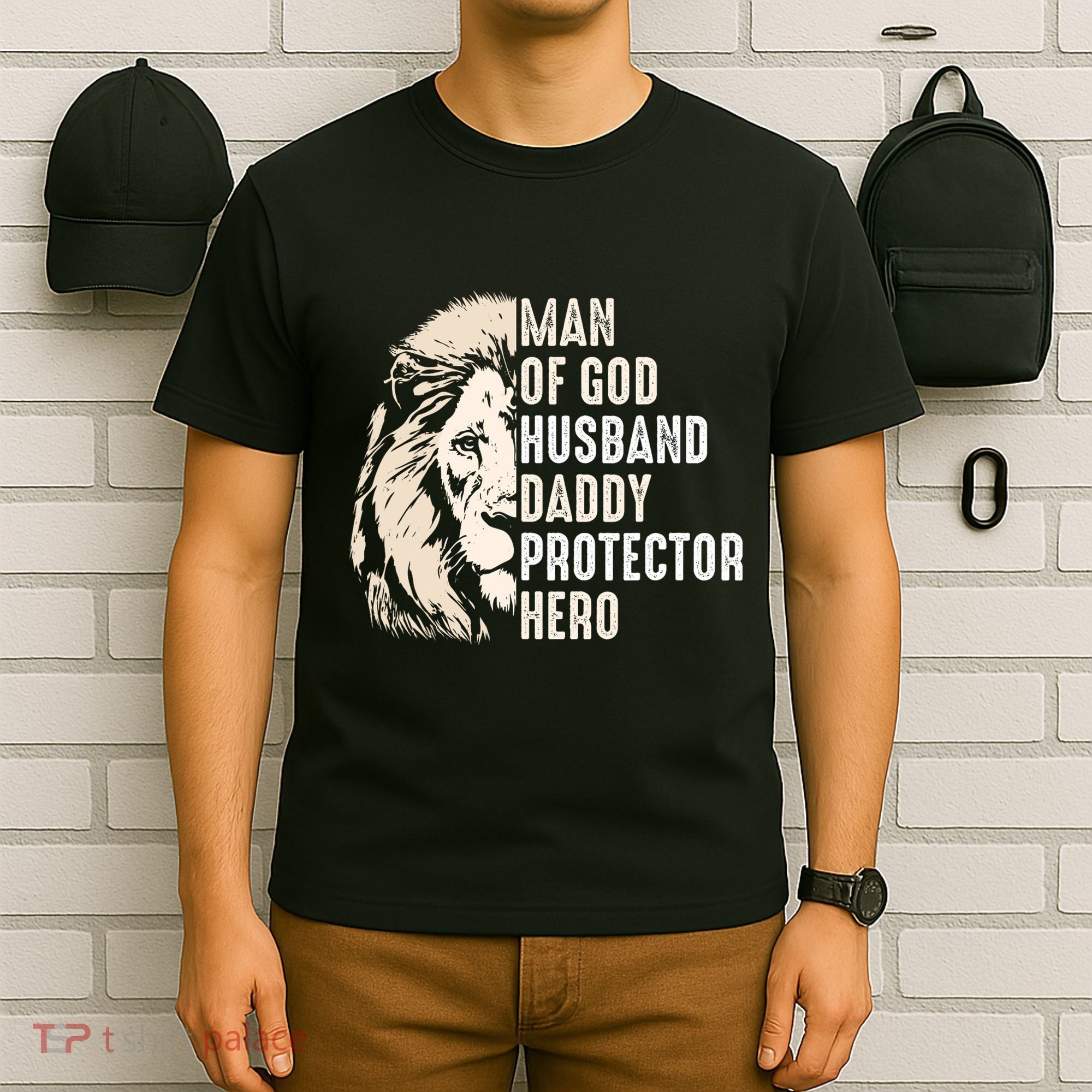 Man Of God Husband Daddy Protector Hero Lion T-Shirt