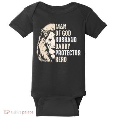 Man Of God Husband Daddy Protector Hero Lion Baby Bodysuit