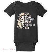 Man Of God Husband Daddy Protector Hero Lion Baby Bodysuit thumb 0