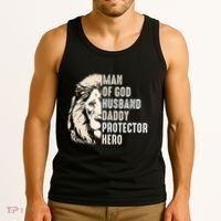 Man Of God Husband Daddy Protector Hero Lion Tank Top thumb 3