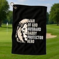 Man Of God Husband Daddy Protector Hero Lion Golf Towel thumb 1
