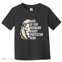 Man Of God Husband Daddy Protector Hero Lion Toddler T-Shirt thumb 0