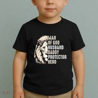 Man Of God Husband Daddy Protector Hero Lion Toddler T-Shirt thumb 2
