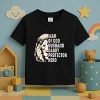 Man Of God Husband Daddy Protector Hero Lion Toddler T-Shirt thumb 3