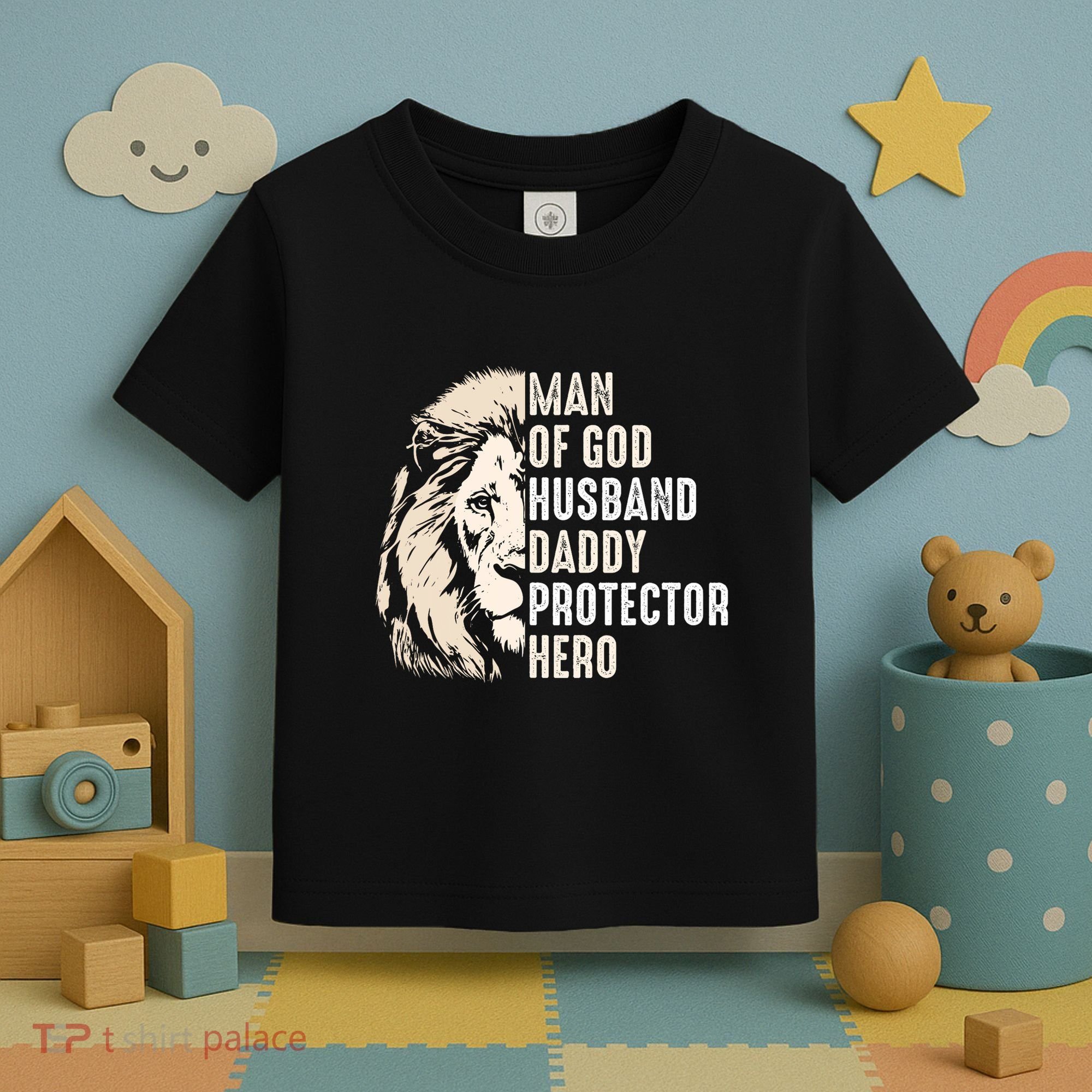 Man Of God Husband Daddy Protector Hero Lion Toddler T-Shirt