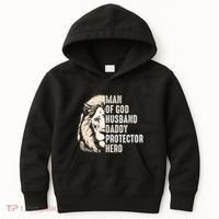 Man Of God Husband Daddy Protector Hero Lion Kids Hoodie thumb 0