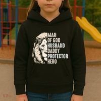 Man Of God Husband Daddy Protector Hero Lion Kids Hoodie thumb 3