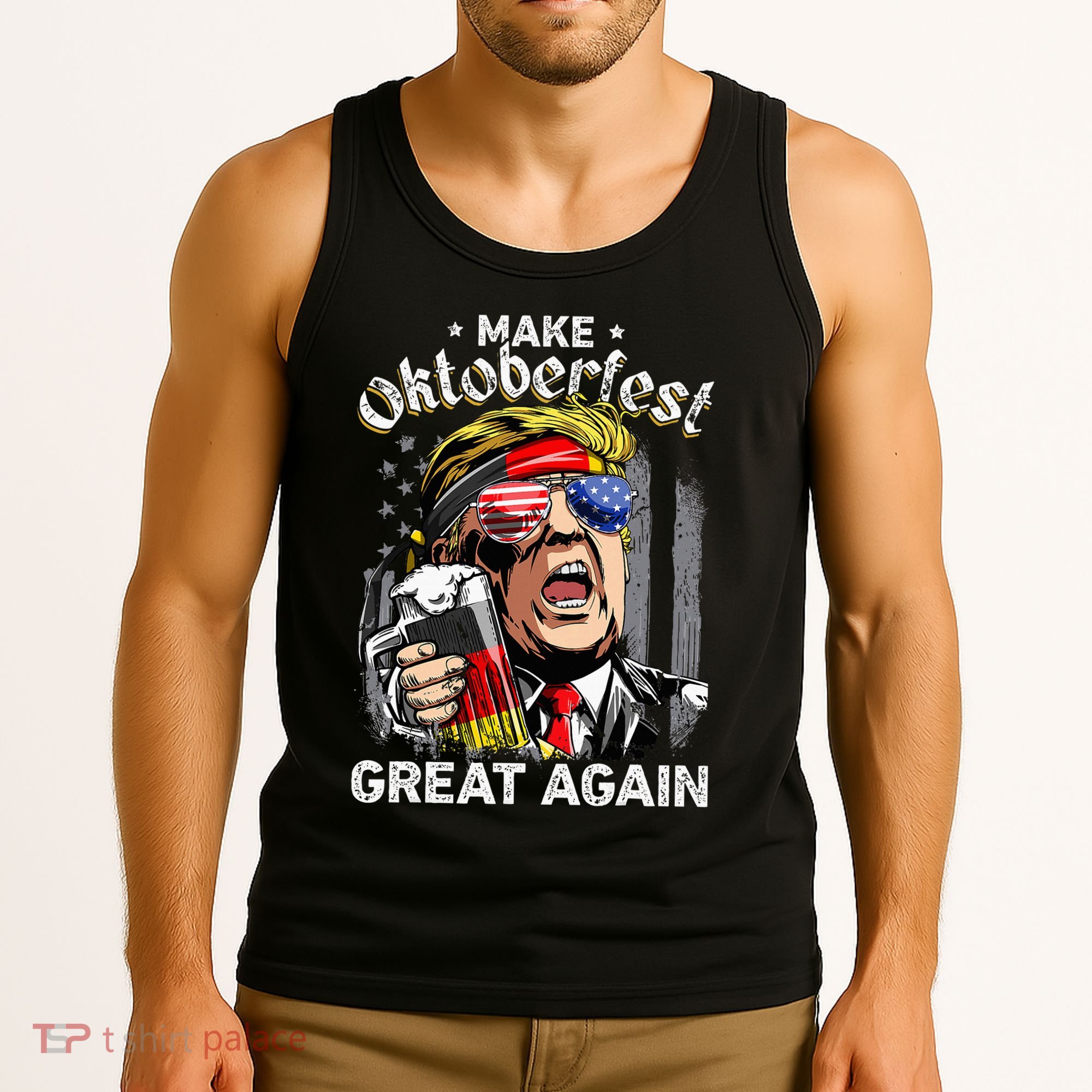 Make Oktoberfest Great Again Funny Trump Prost Beer Mug Tank Top