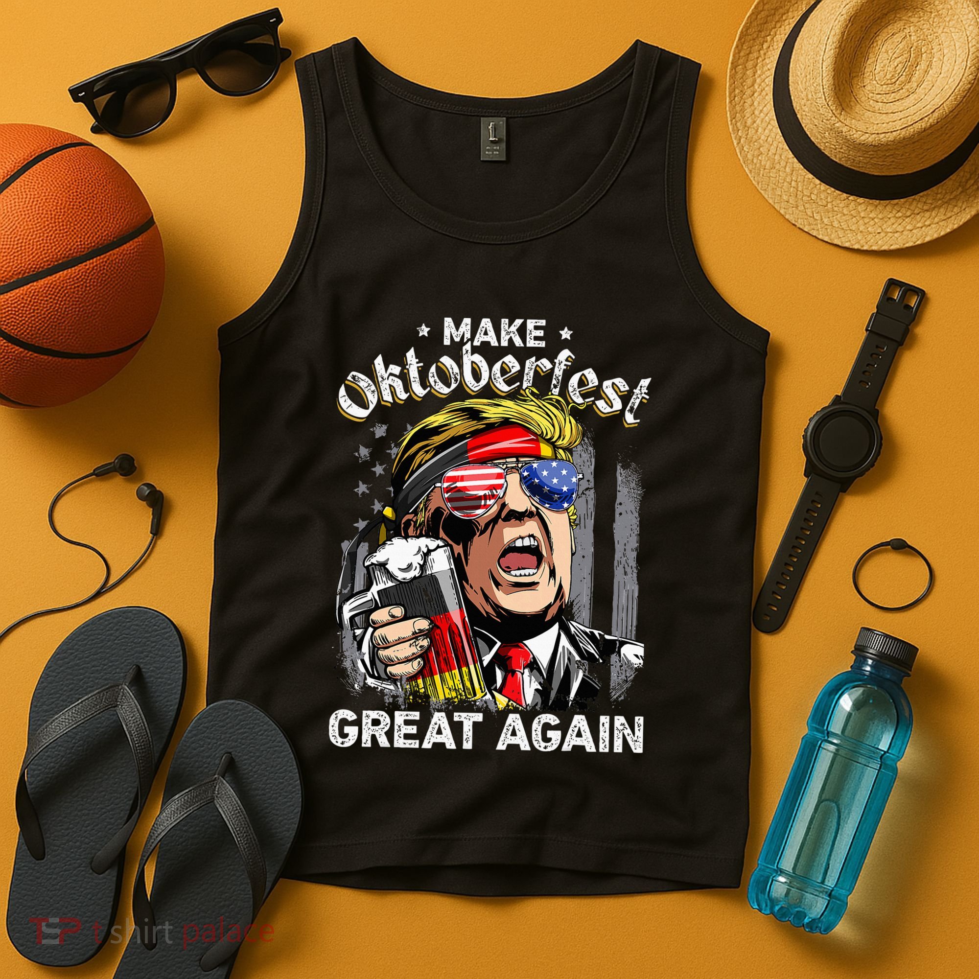 Make Oktoberfest Great Again Funny Trump Prost Beer Mug Tank Top
