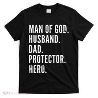Man of God Husband Dad Protector Hero T-Shirt thumb 0