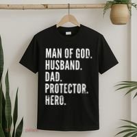 Man of God Husband Dad Protector Hero T-Shirt thumb 2