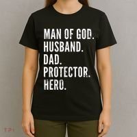 Man of God Husband Dad Protector Hero T-Shirt thumb 4
