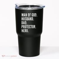 Man of God Husband Dad Protector Hero Tumbler thumb 0