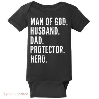 Man of God Husband Dad Protector Hero Baby Bodysuit
