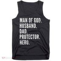 Man of God Husband Dad Protector Hero Tank Top thumb 0