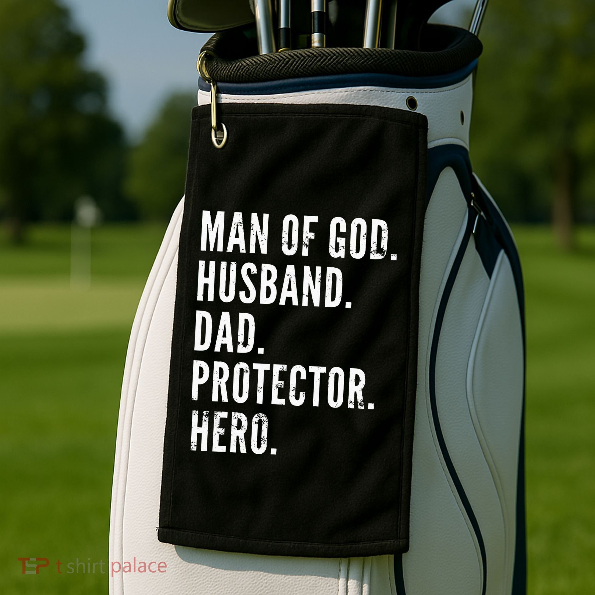 Man of God Husband Dad Protector Hero Golf Towel