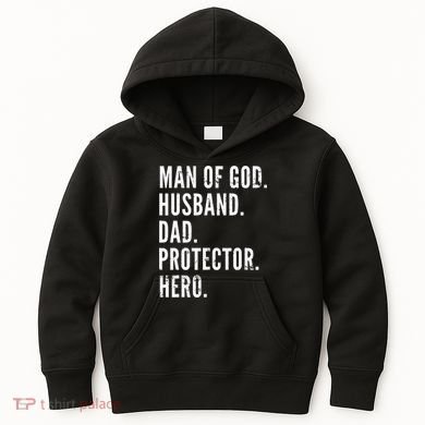 Man of God Husband Dad Protector Hero Kids Hoodie