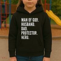 Man of God Husband Dad Protector Hero Kids Hoodie thumb 3