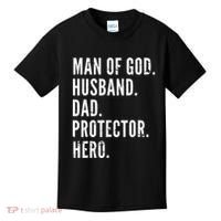 Man of God Husband Dad Protector Hero Kids T-Shirt thumb 0