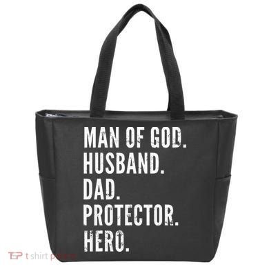 Man of God Husband Dad Protector Hero Tote Bag