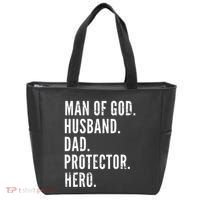 Man of God Husband Dad Protector Hero Tote Bag thumb 0