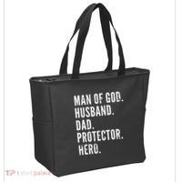 Man of God Husband Dad Protector Hero Tote Bag thumb 2
