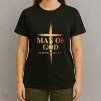 Man Of God Husband Dad Papa Cross Religious God Bible Christ T-Shirt thumb 4