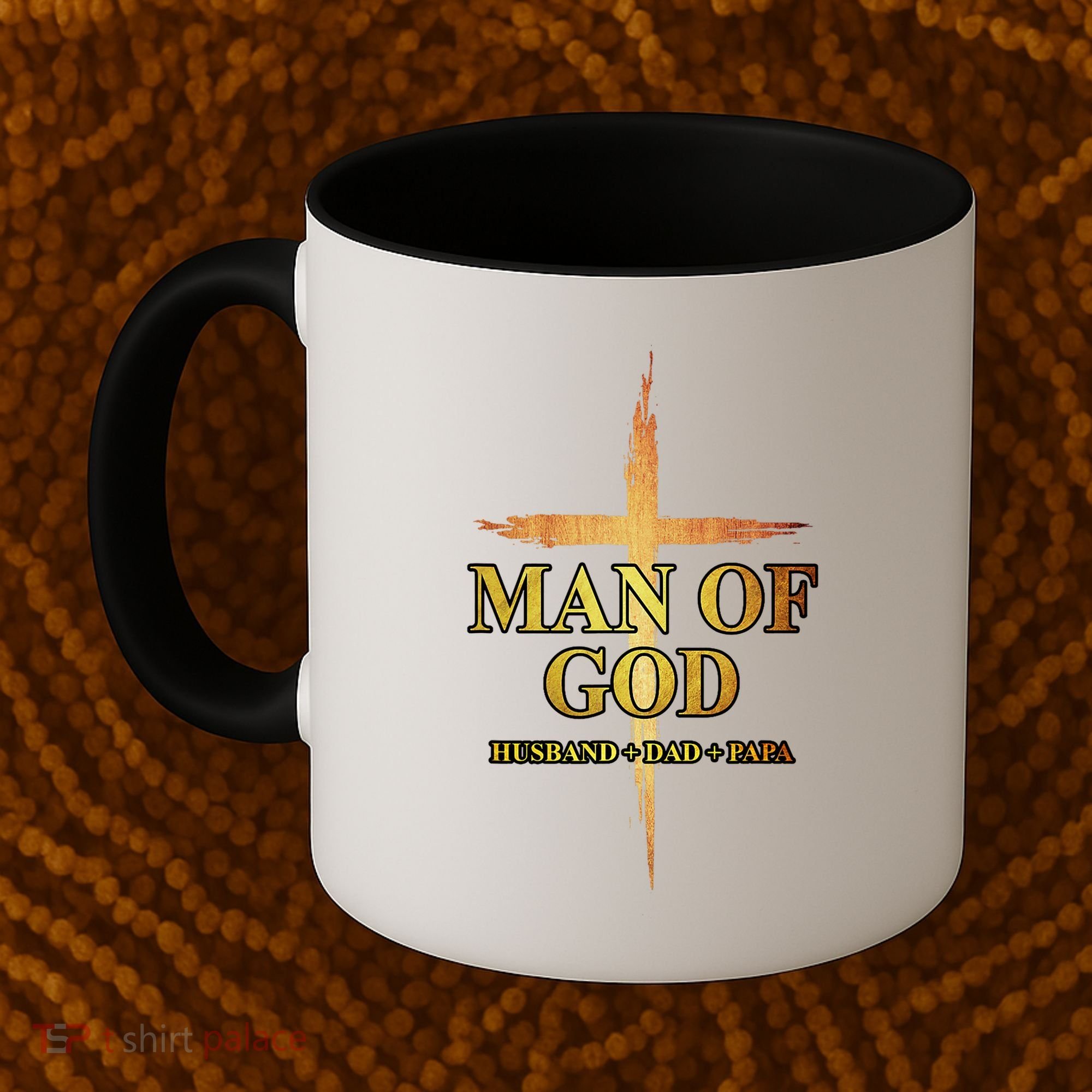 Man Of God Husband Dad Papa Cross Religious God Bible Christ Coffee Mug