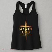 Man Of God Husband Dad Papa Cross Religious God Bible Christ Women's Tank Top thumb 3