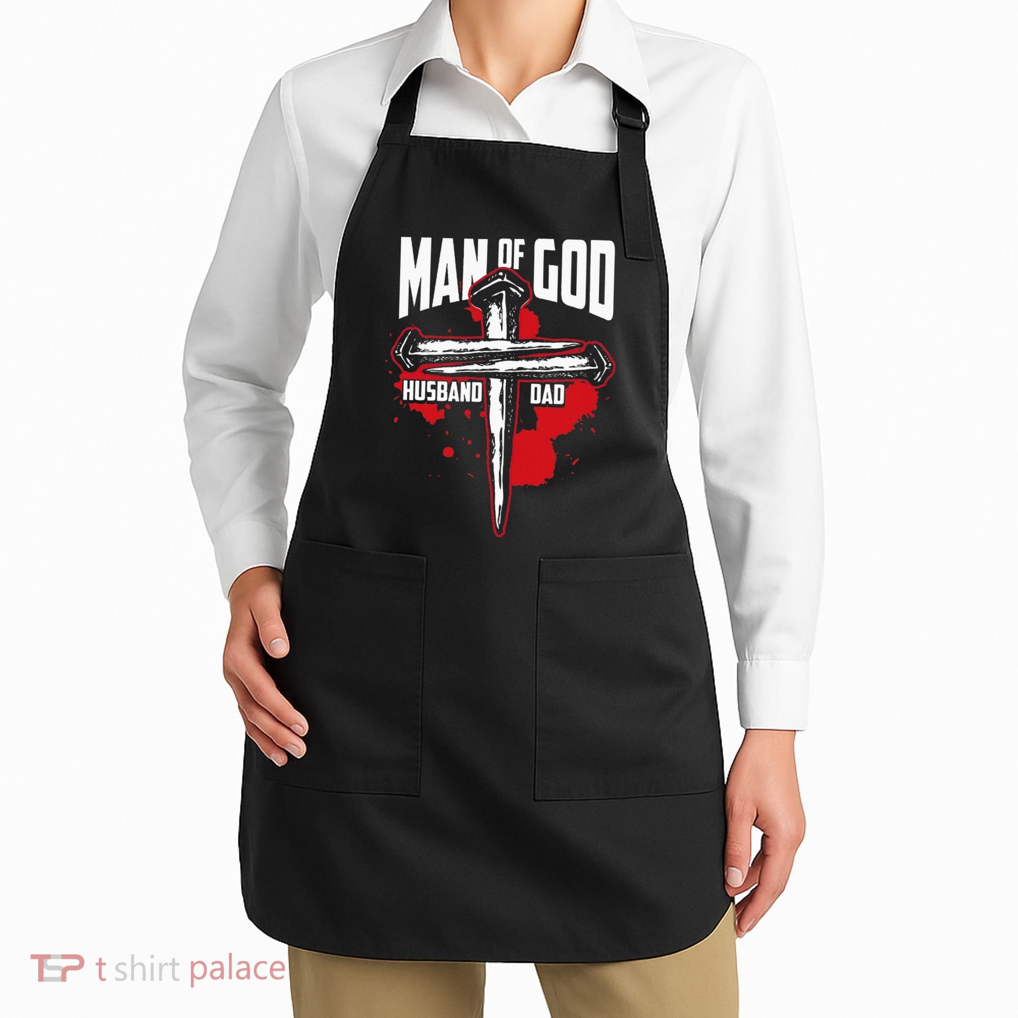 Man Of God Husband Dad Christianity Religion Christian Dad Apron