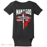 Man Of God Husband Dad Christianity Religion Christian Dad Baby Bodysuit thumb 0