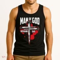 Man Of God Husband Dad Christianity Religion Christian Dad Tank Top thumb 3