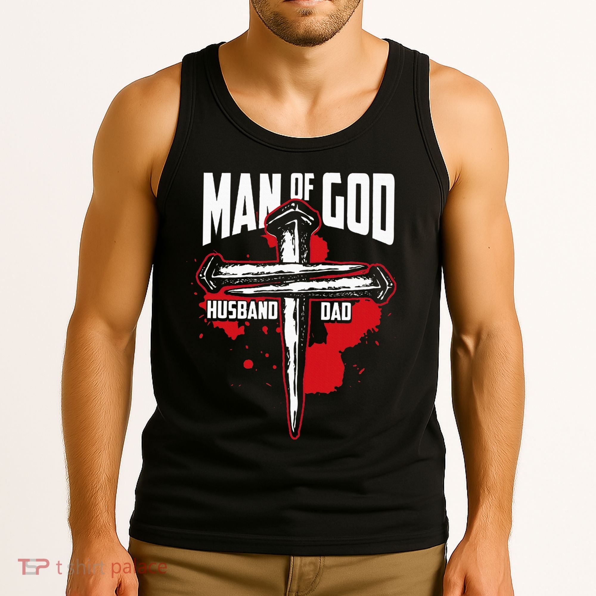 Man Of God Husband Dad Christianity Religion Christian Dad Tank Top