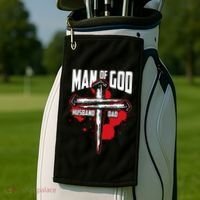 Man Of God Husband Dad Christianity Religion Christian Dad Golf Towel thumb 2