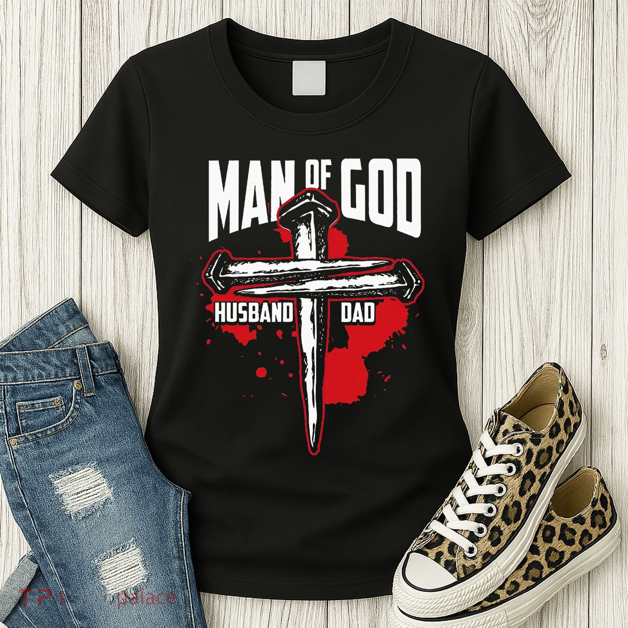 Man Of God Husband Dad Christianity Religion Christian Dad Women's T-Shirt