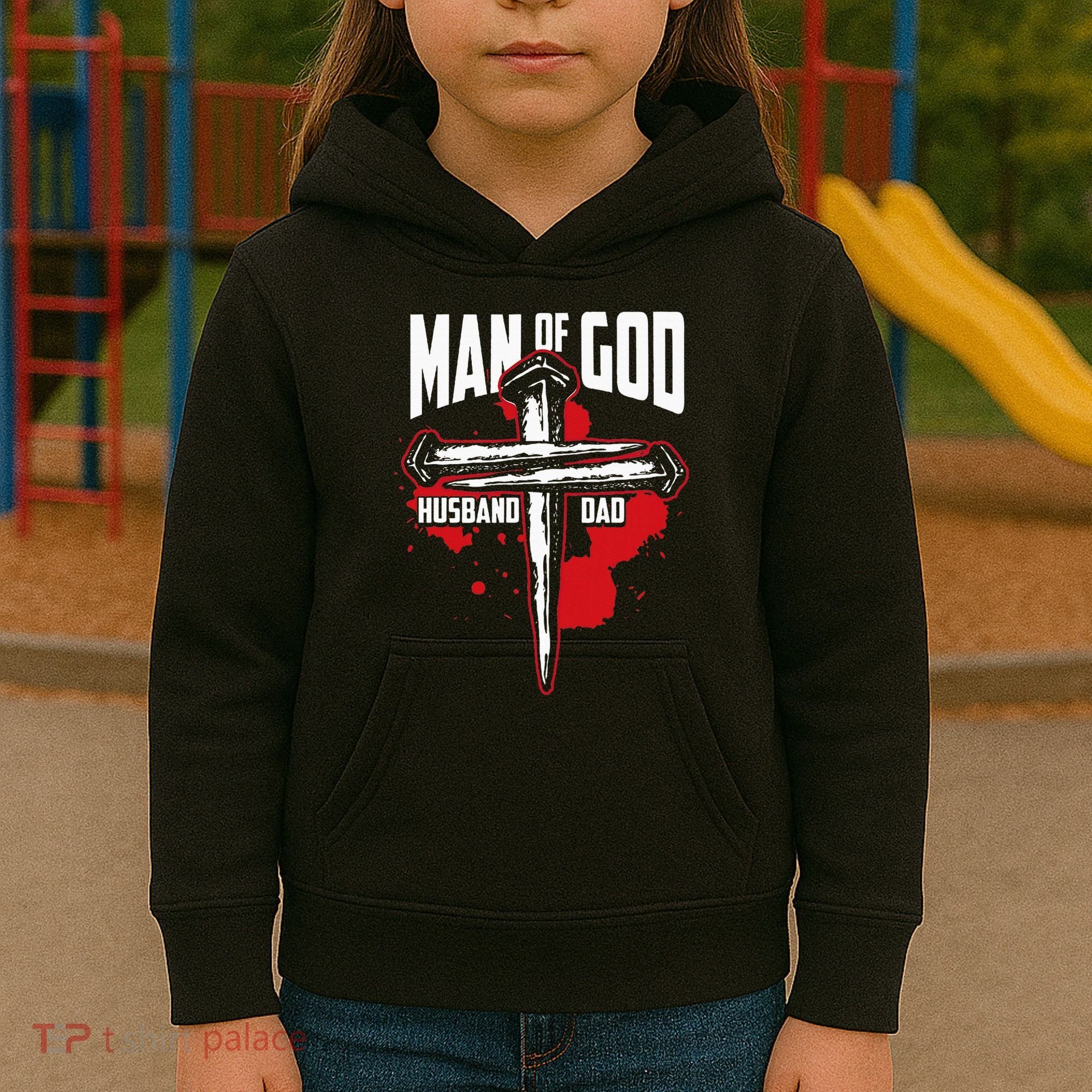 Man Of God Husband Dad Christianity Religion Christian Dad Kids Hoodie