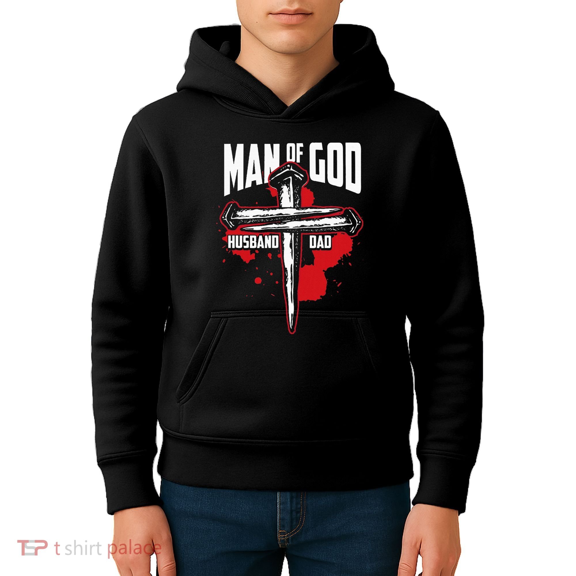 Man Of God Husband Dad Christianity Religion Christian Dad Kids Hoodie