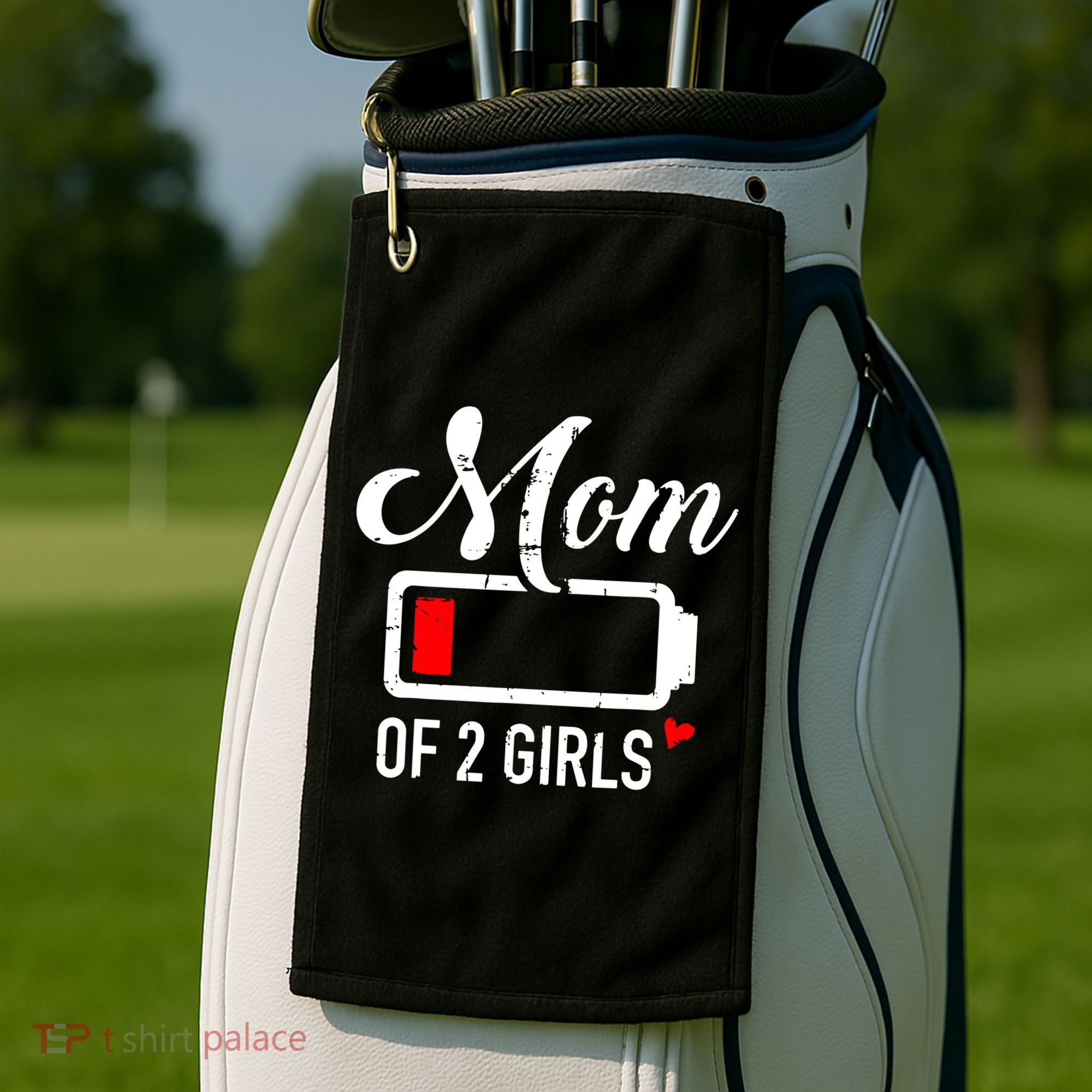Mom Of Girl Low Battery Golf Towel