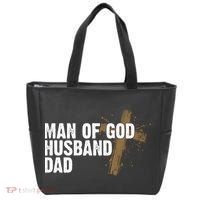Man Of God Husband Dad Religious Cross Fathers Day Tote Bag thumb 0