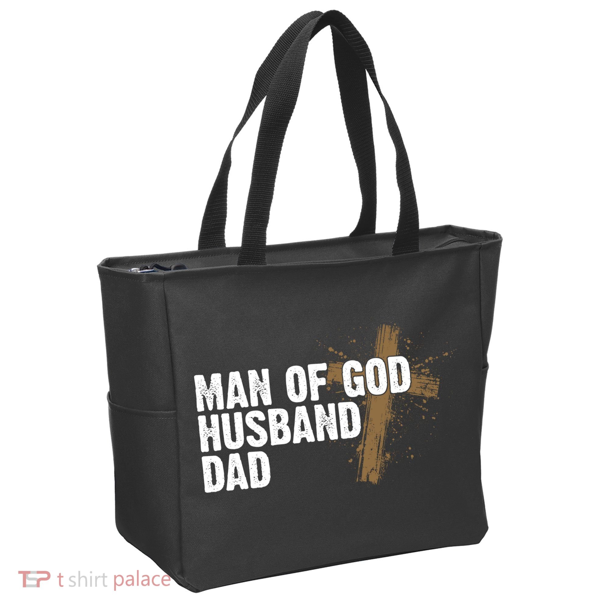 Man Of God Husband Dad Religious Cross Fathers Day Tote Bag