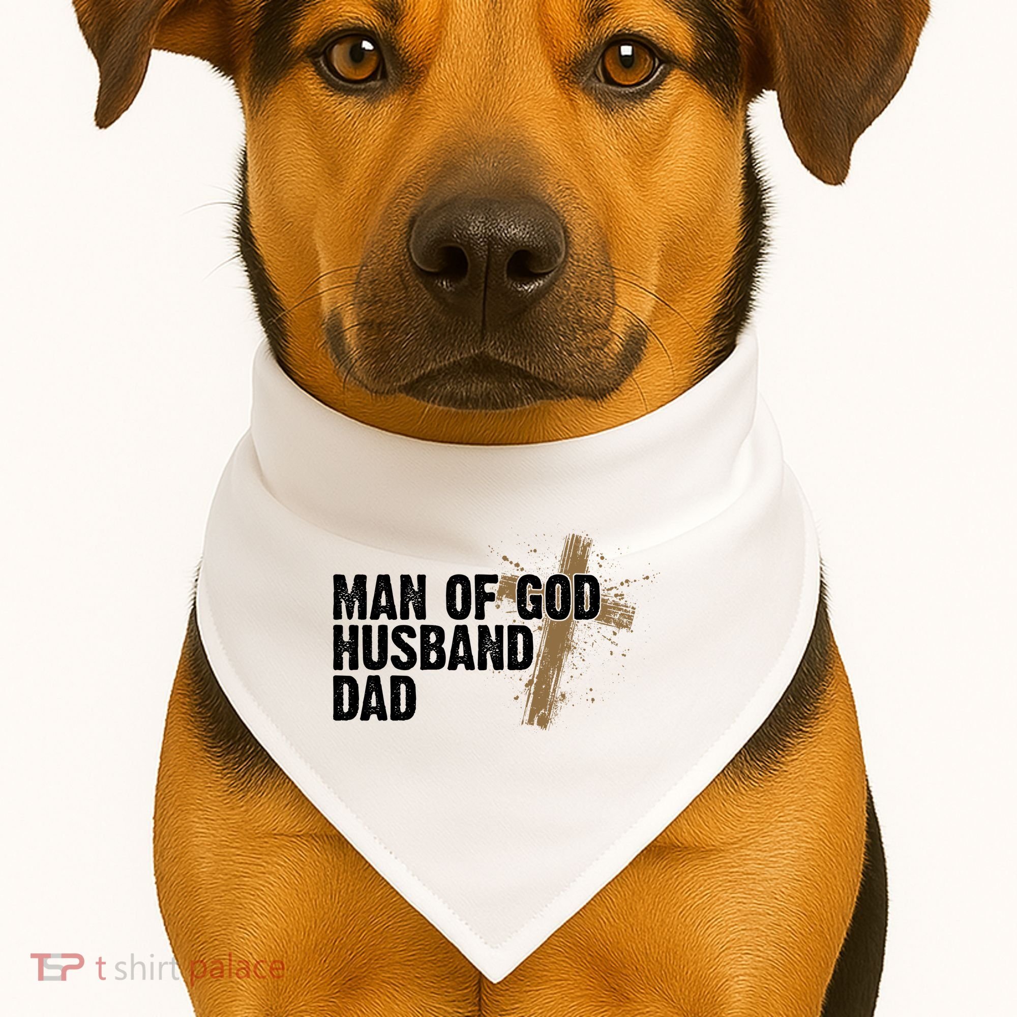 Man Of God Husband Dad Religious Cross Fathers Day USA-Made Doggie Bandana